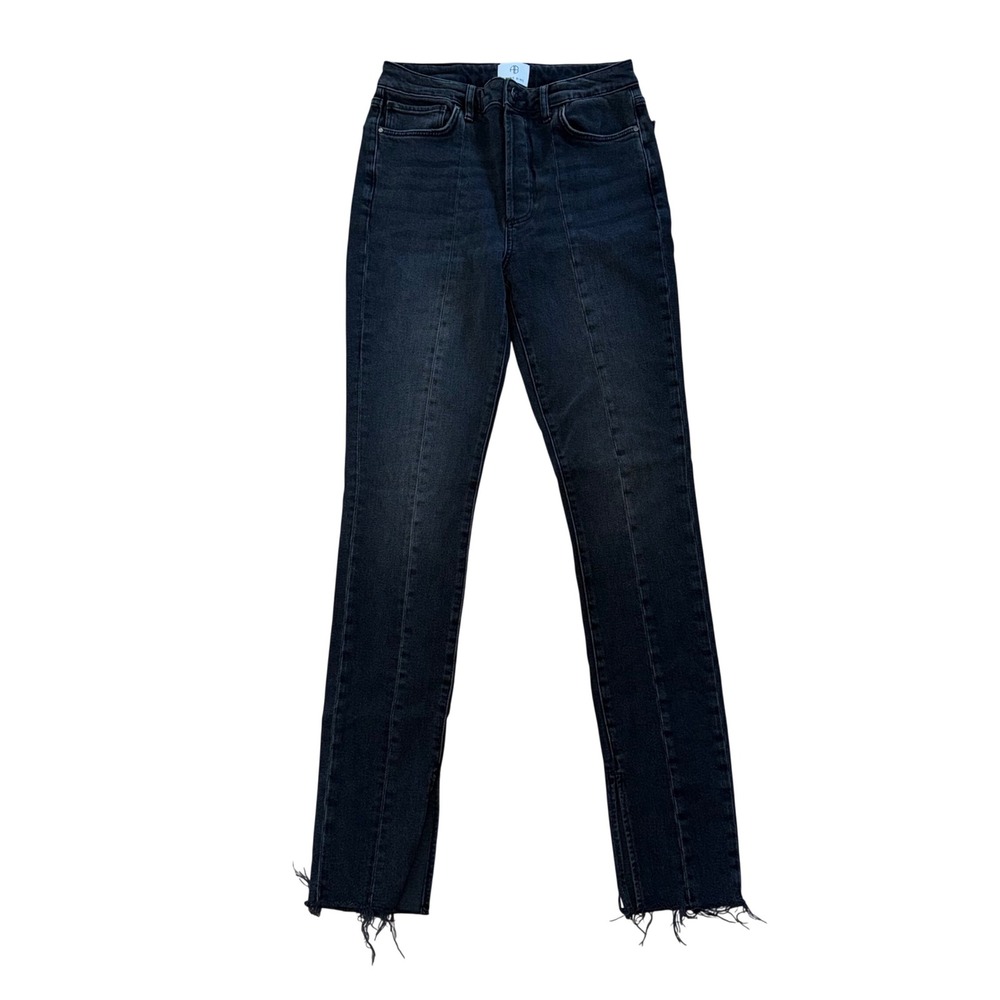 Anine Bing Skinny Jeans Womens 30 Black Excellent Seam Detail Raw Hem PO0003368